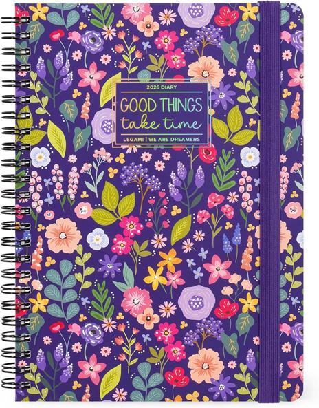Agenda Legami 12 mesi, 2026, settimanale, Large Weekly Spiral Bound - Flowers
