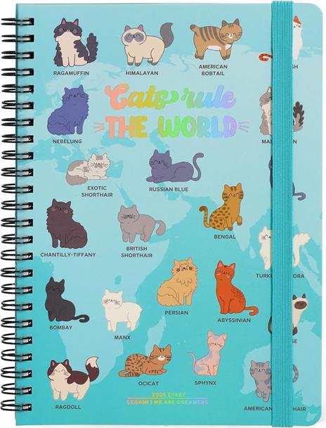 Agenda Legami 12 mesi, 2026, settimanale, Large Weekly Spiral Bound - Kitty