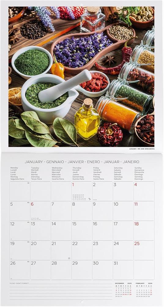 Calendario 2026 da Parete  - Herbs & Spices - 30 x 29 cm - 2