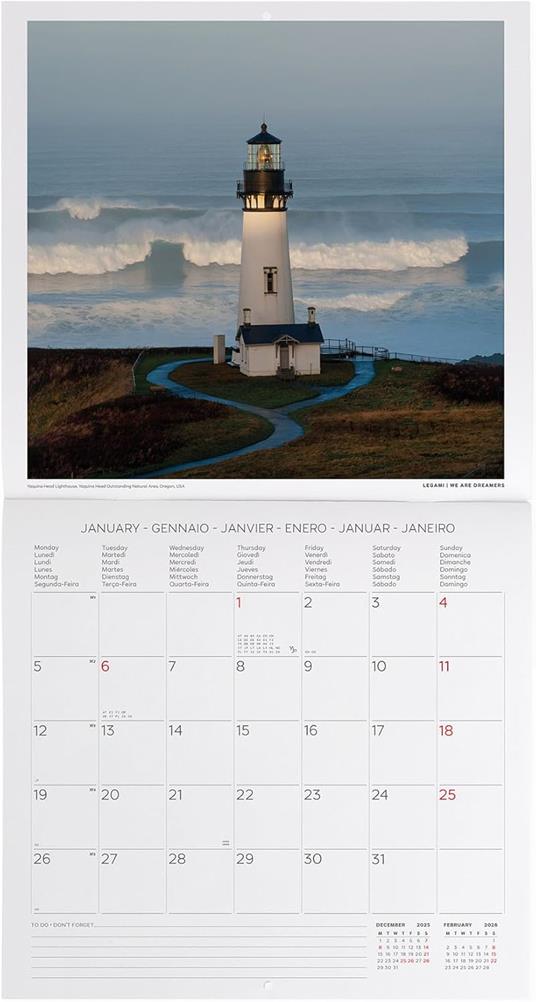 Calendario 2026 da Parete  - Lighthouses Of The World - 30 x 29 cm - 2