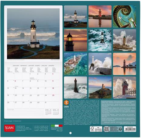 Calendario 2026 da Parete  - Lighthouses Of The World - 30 x 29 cm - 3