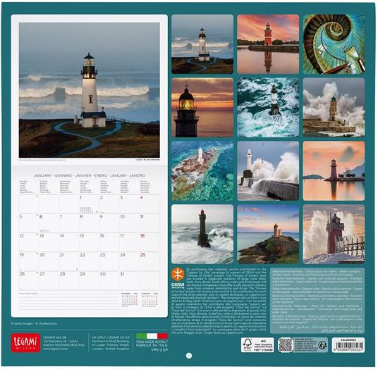 Calendario 2026 da Parete  - Lighthouses Of The World - 30 x 29 cm - 3