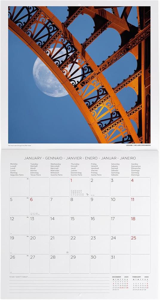 Calendario 2026 da Parete  - Paris - 30 x 29 cm - 2