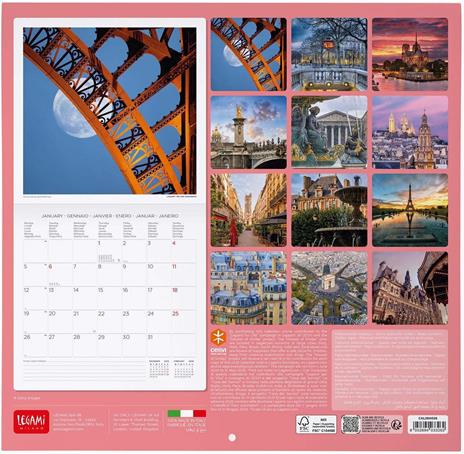 Calendario 2026 da Parete  - Paris - 30 x 29 cm - 3