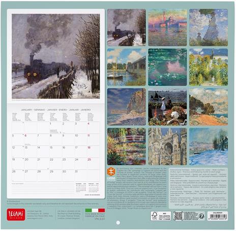 Calendario 2026 da Parete  - Claude Monet - 30 x 29 cm - 3