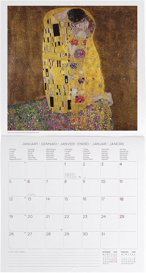 Calendario 2026 da Parete  - Gustav Klimt - 30 x 29 cm - 2