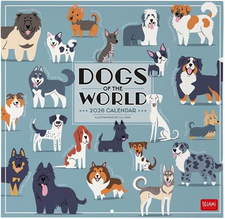 Calendario 2026 da Parete  - Dogs Of The World - 30 x 29 cm