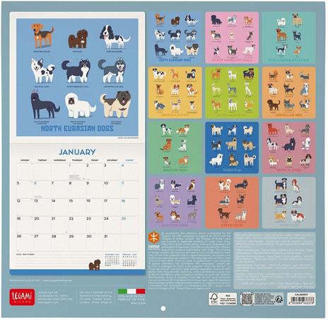 Calendario 2026 da Parete  - Dogs Of The World - 30 x 29 cm - 3