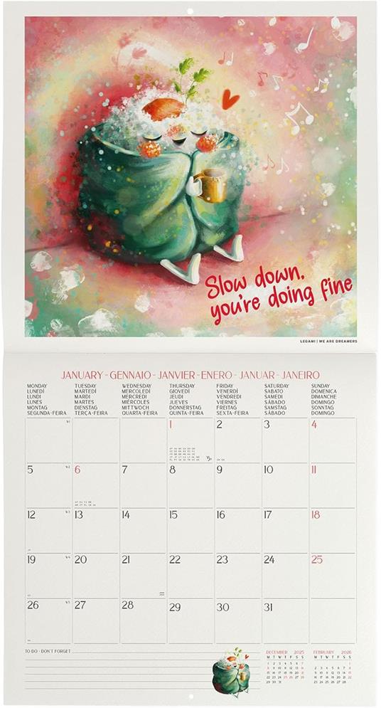 Calendario 2026 da Parete  - Good Vibes Only - 30 x 29 cm - 2