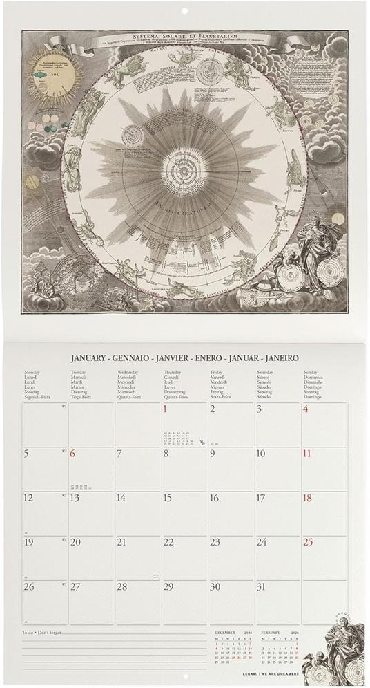 Calendario 2026 da Parete  - Celestial Maps - 30 x 29  cm - 2