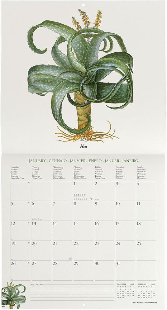Calendario 2026 da Parete  - Herbarium - 30 x 29 cm - 2