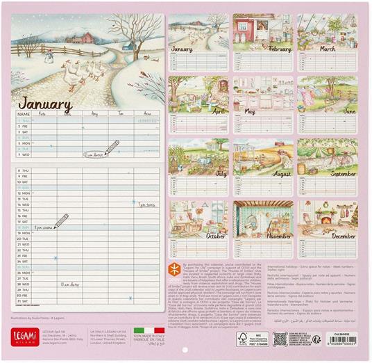 Calendario 2026 da Parete  - Home Sweet Home - 30 x 29 cm - 3