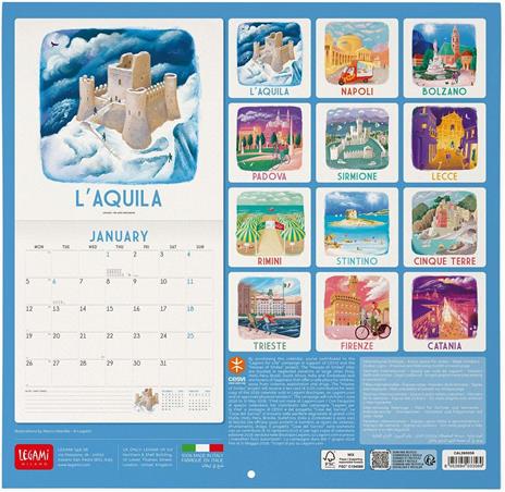 Calendario 2026 da Parete  - Italy - 30 x 29 cm - 2