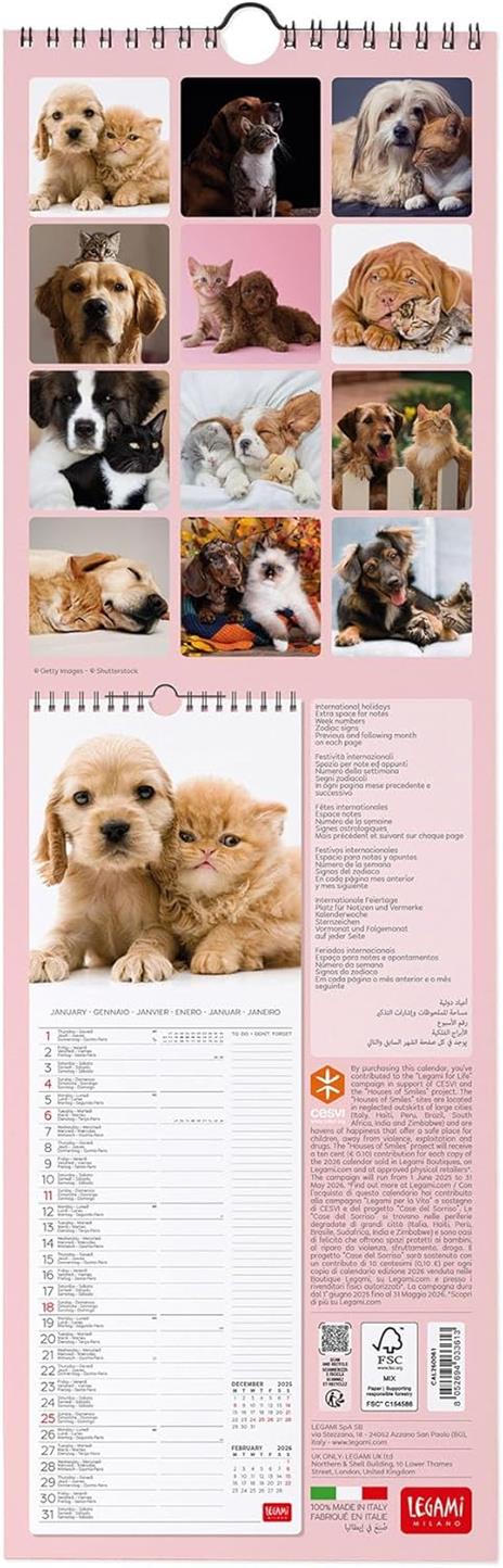 Calendario 2026 da Parete  - Best Friends - 16 x 49 cm - 3
