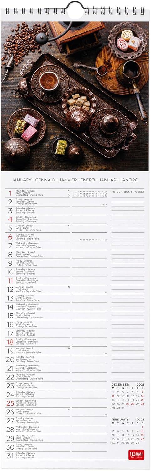 Calendario 2026 da Parete  - Coffee &Chocolate - 16 x 49 cm - 2