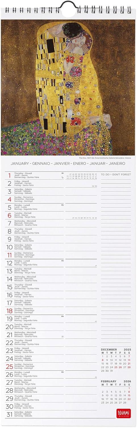 Calendario 2026 da Parete  - Gustav Klimt - 16 x 49 cm - 2