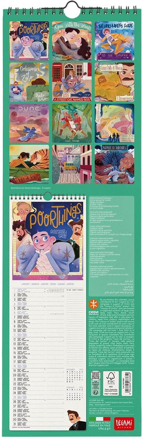 Calendario 2026 da Parete  - Book Lover'S - 16 x 49 cm - 3
