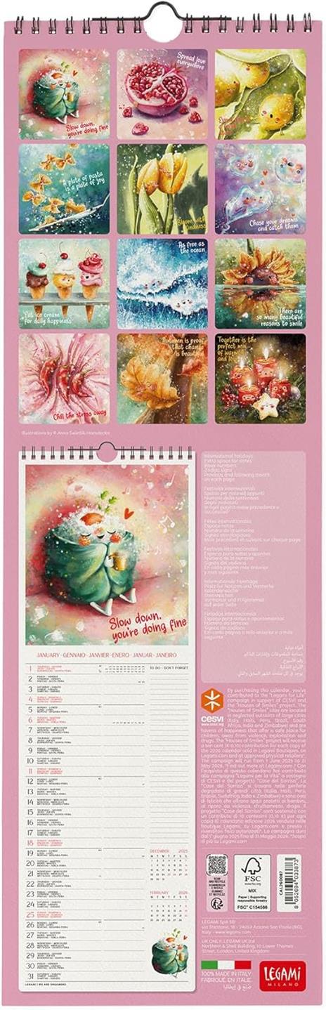 Calendario 2026 da Parete  - Good Vibes Only - 16 x 49 cm - 3
