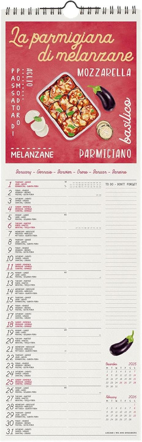 Calendario 2026 da Parete  - La Dolce Vita - 16 x 49 cm - 2