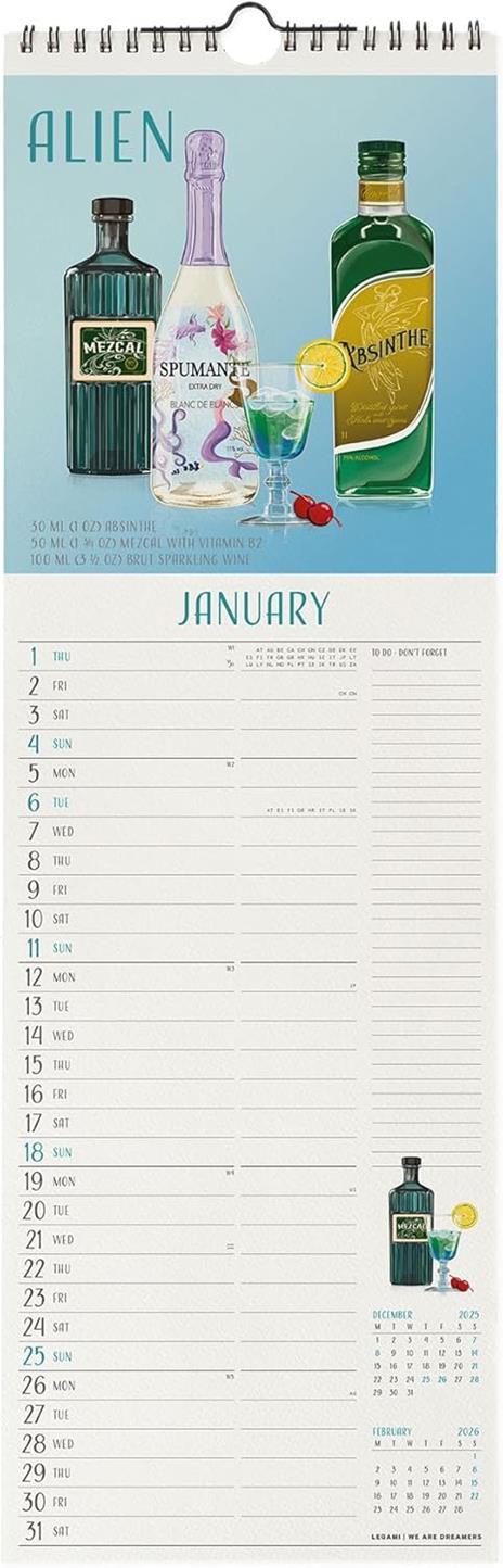 Calendario 2026 da Parete  - Cheers - 16 x 49 cm - 2