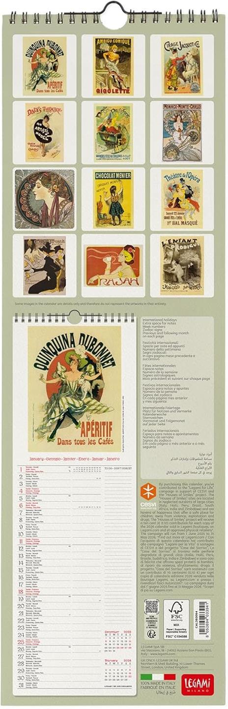 Calendario 2026 da Parete  - Belle Époque - 16 x 49 cm - 3