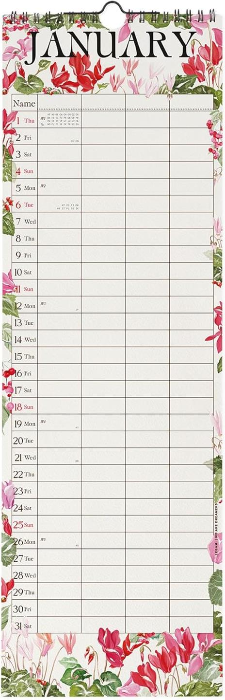 Calendario 2026 da Parete  - My Secret Garden - 16 x 49 cm - 2