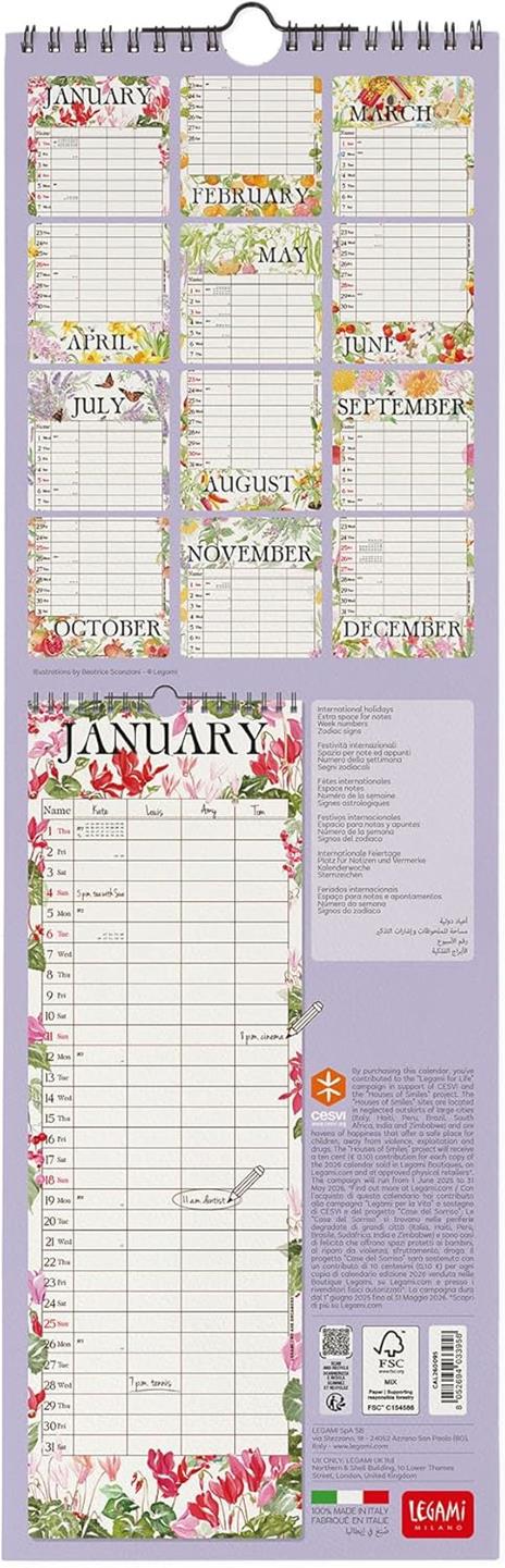 Calendario 2026 da Parete  - My Secret Garden - 16 x 49 cm - 3