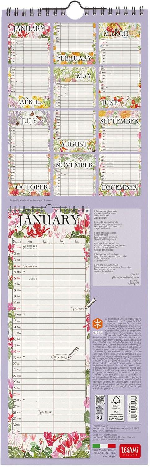 Calendario 2026 da Parete  - My Secret Garden - 16 x 49 cm - 3