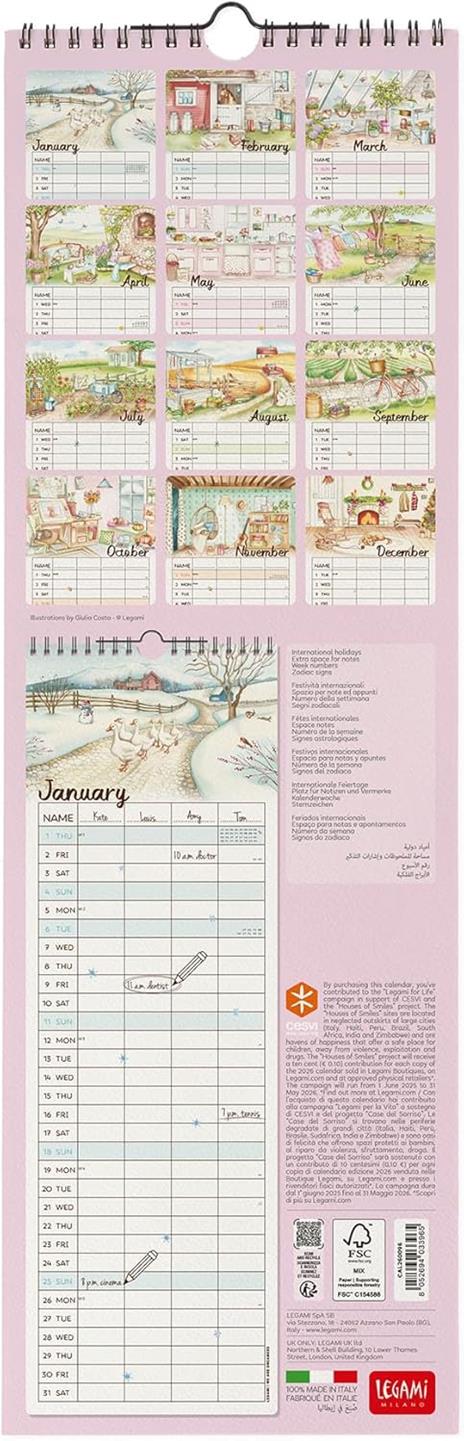 Calendario 2026 da Parete  - Home Sweet Home - 16 x 49 cm - 3