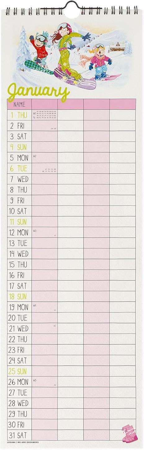 Calendario 2026 da Parete  - Super Mum - 16 x 49 cm - 2