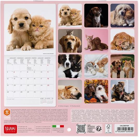 Calendario 2026 da Parete  - Best Friends - 18 x 18 cm - 3