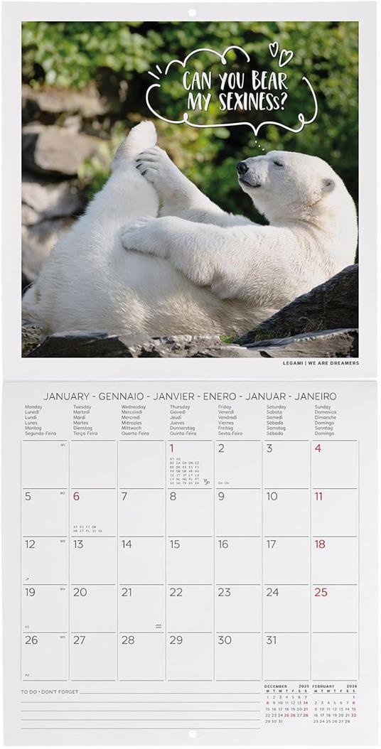 Calendario 2026 da Parete  - Take It Easy - 18 x 18 cm - 2