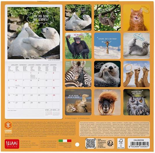 Calendario 2026 da Parete  - Take It Easy - 18 x 18 cm - 3