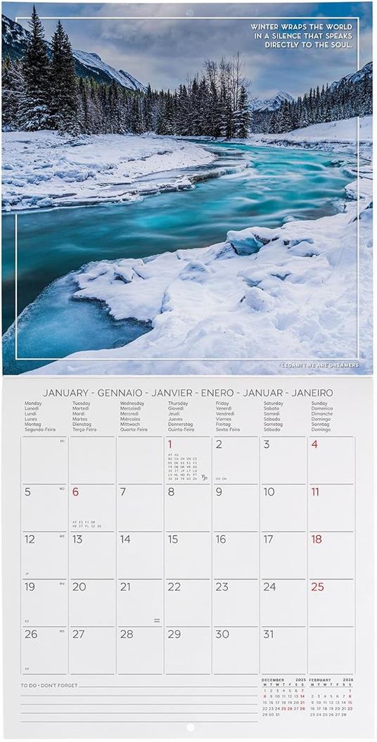 Calendario 2026 da Parete  - 4 Seasons - 18 x 18 cm - 2