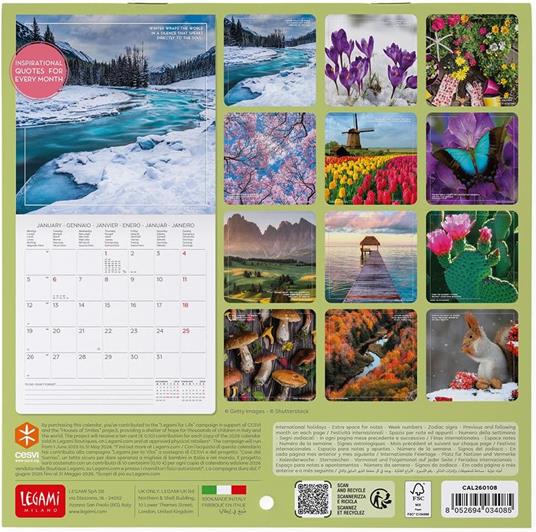 Calendario 2026 da Parete  - 4 Seasons - 18 x 18 cm - 3