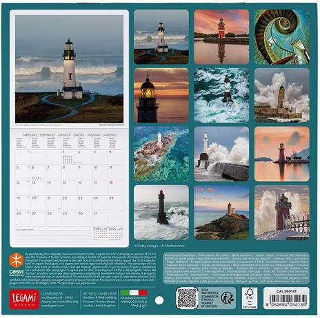 Calendario 2026 da Parete  - Lighthouses Of The World - 18 x 18 cm - 3