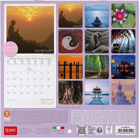 Calendario 2026 da Parete  - Peace Of Mind - 18 x 18 cm - 3