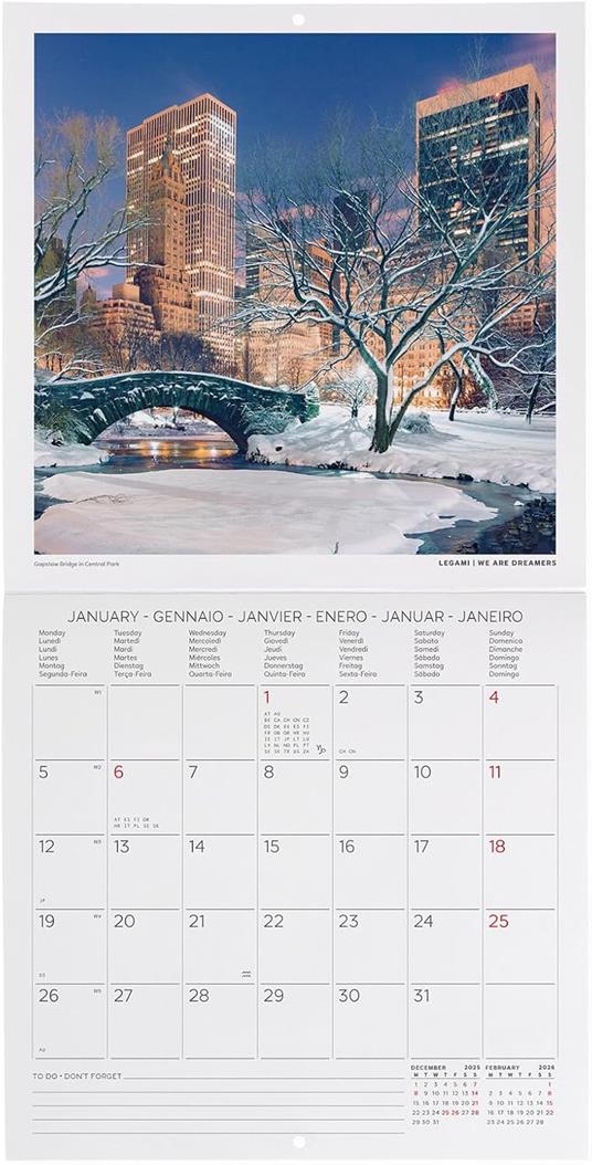Calendario 2026 da Parete  - New York - 18 x 18 cm - 2