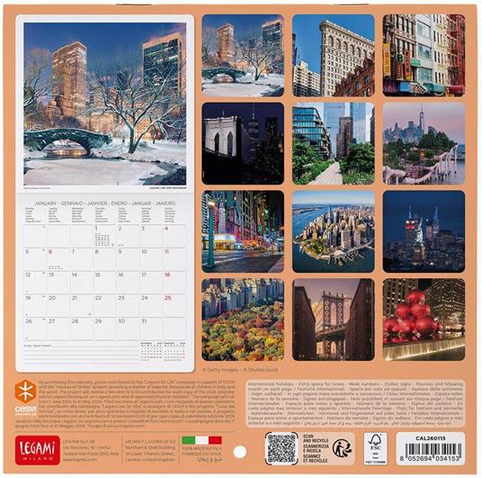 Calendario 2026 da Parete  - New York - 18 x 18 cm - 3