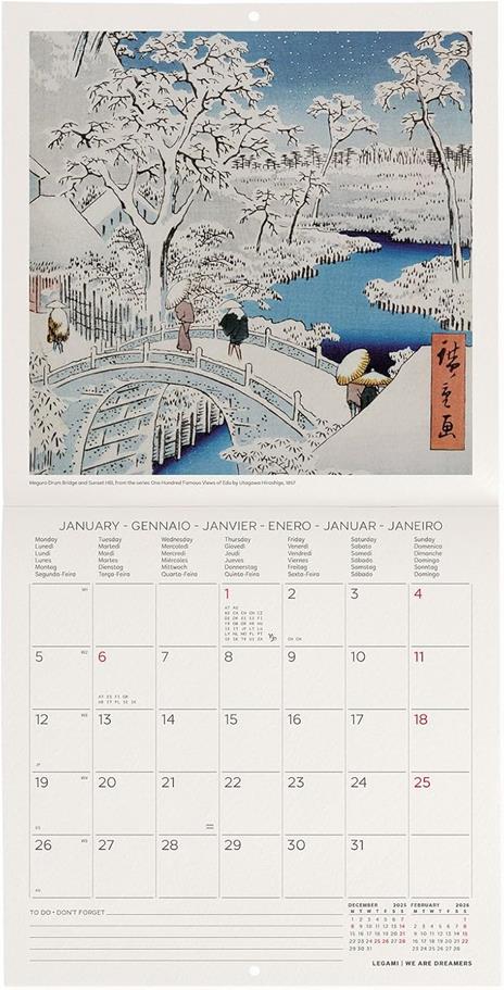 Calendario 2026 da Parete  - Japanese School - 18 x 18 cm - 2