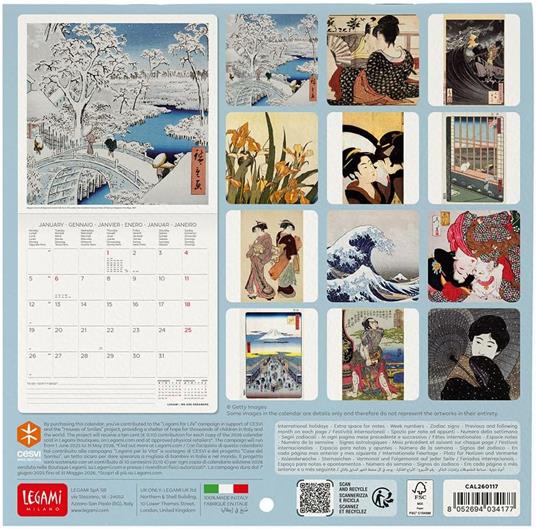 Calendario 2026 da Parete  - Japanese School - 18 x 18 cm - 3