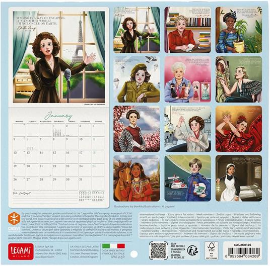 Calendario 2026 da Parete  - Inspiring Women - 18 x 18 cm - 3