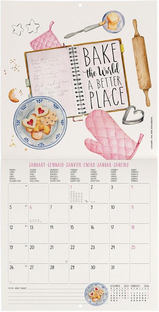 Calendario 2026 da Parete  - Aphorisms - 18 x 18 cm - 2