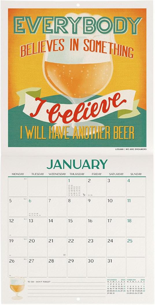 Calendario 2026 da Parete  - Beer - 18 x 18 cm - 2