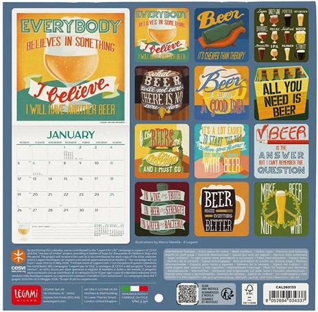 Calendario 2026 da Parete  - Beer - 18 x 18 cm - 3