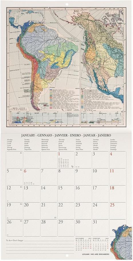 Calendario 2026 da Parete  - Vintage Maps - 18 x 18 cm - 2