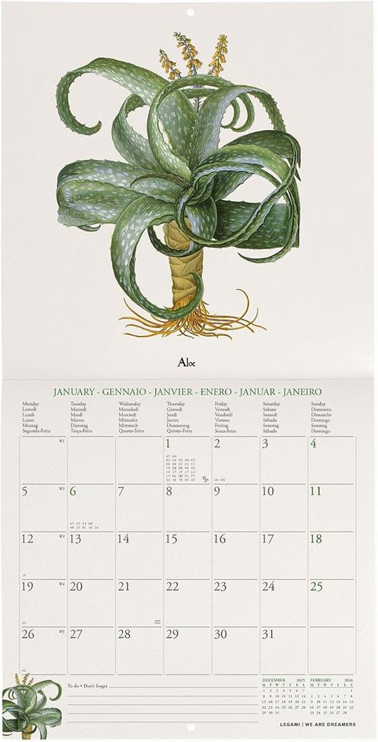 Calendario 2026 da Parete  - Herbarium - 18 x 18 cm - 2