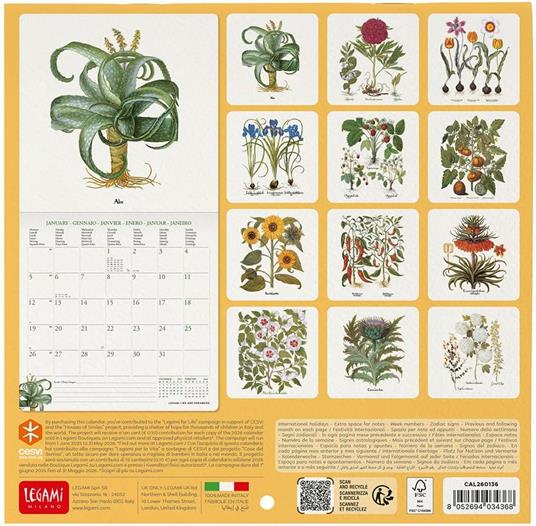 Calendario 2026 da Parete  - Herbarium - 18 x 18 cm - 3
