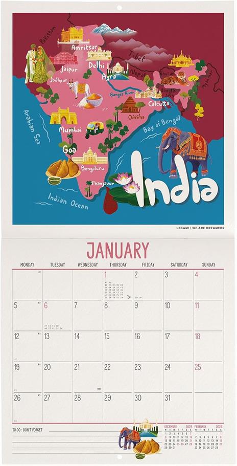 Calendario 2026 da Parete  -  Let'S Travel The World - 18 x 18 cm - 2