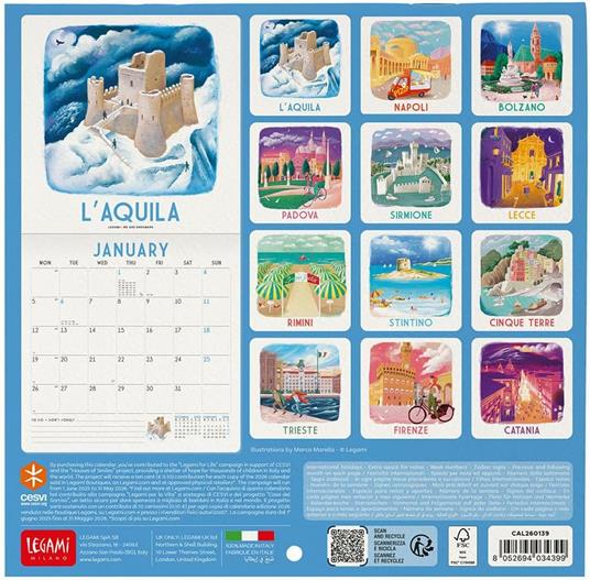 Calendario 2026 da Parete  - Italy - 18 x 18 cm - 3